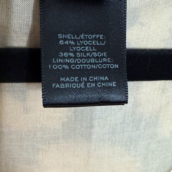 Marc Jacobs Size 8 Silk Asymmetrical Floral Midi Dress Neutral Beige Black Flowy - Picture 8 of 11